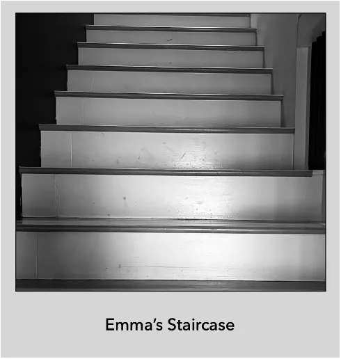 A wooden staircase, viewed from below — Emma's Staircase
